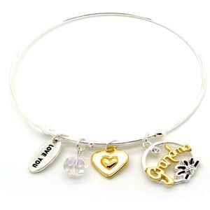 New Two Tone “Grandma” Charm Expandable Wire Bangle Bracelet